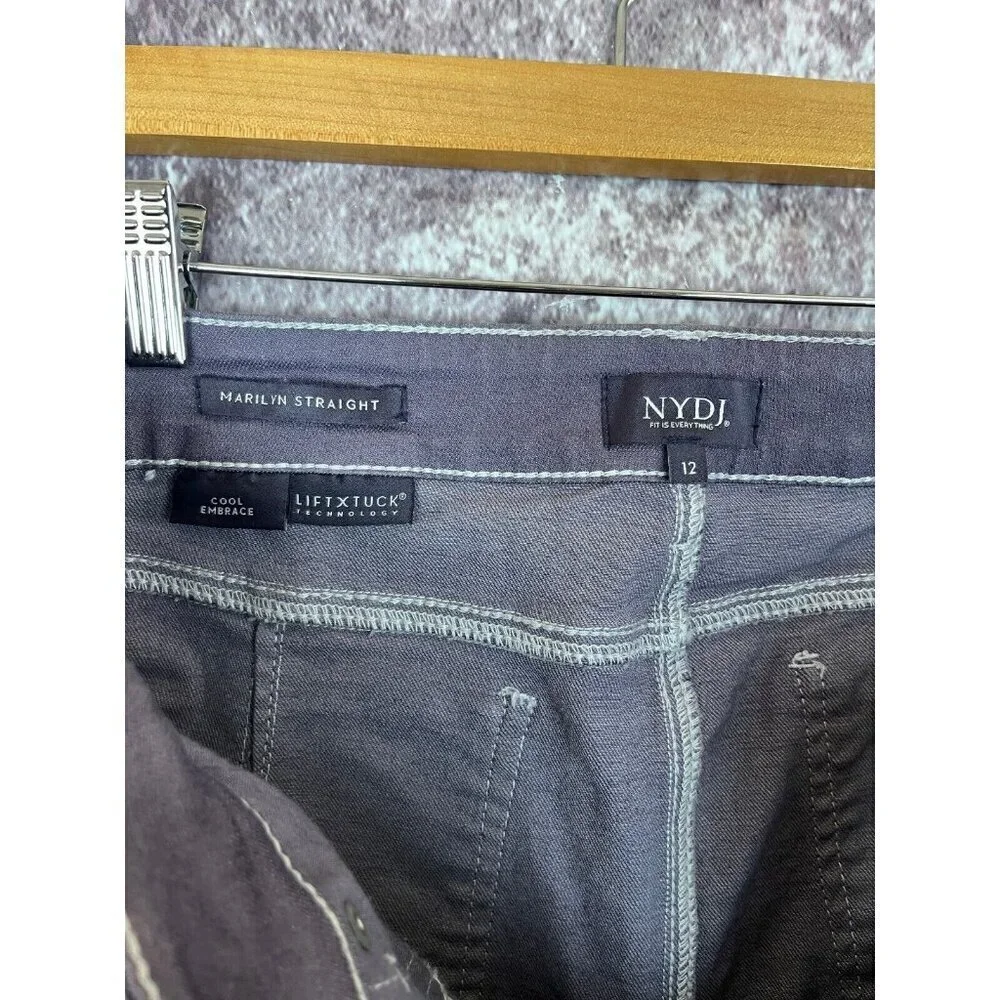 NYDJ Jeans Womens 12 Marilyn Straight Light Blue Acid‎ Wash Coastal Hippie Boho